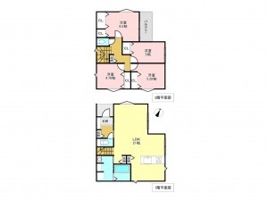 加古川市平岡町高畑、新築一戸建ての間取り画像です