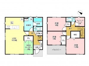 加古川市加古川町南備後、新築一戸建ての間取り画像です