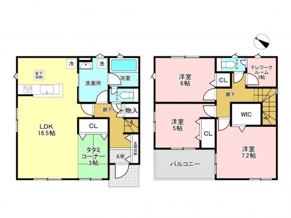 加古川市加古川町南備後、新築一戸建ての間取り画像です