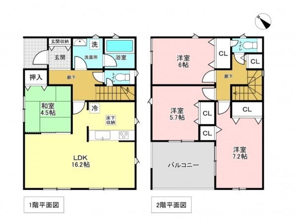 加古川市加古川町南備後、新築一戸建ての間取り画像です