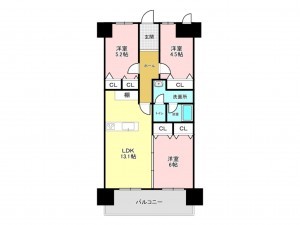 加古川市加古川町平野、マンションの間取り画像です