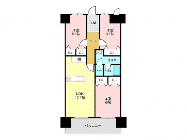 加古川市加古川町平野、マンションの間取り画像です
