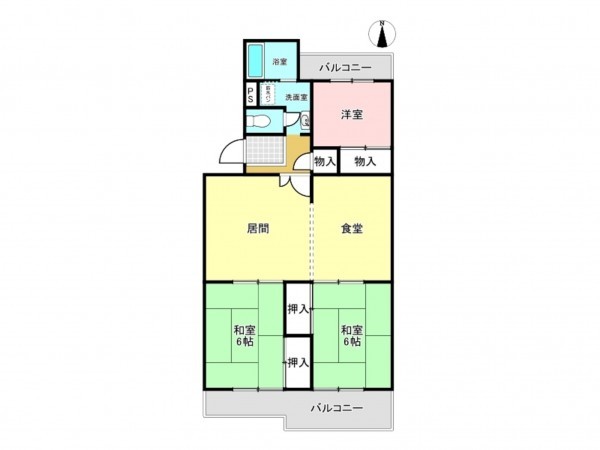 加古川市平岡町山之上、マンションの間取り画像です