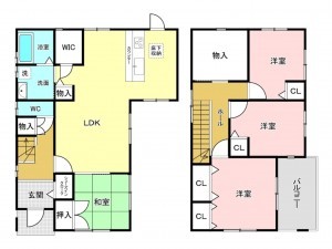 加古川市加古川町美乃利、中古一戸建ての間取り画像です