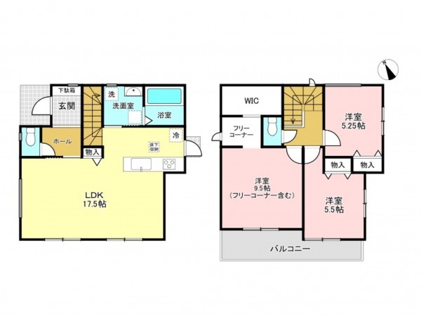 加古川市東神吉町出河原、新築一戸建ての間取り画像です
