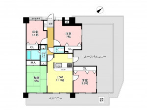 加古川市加古川町河原、マンションの間取り画像です