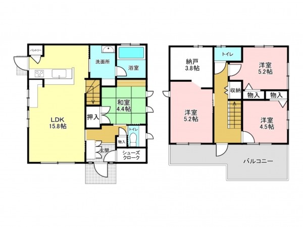 加古川市野口町長砂、中古一戸建ての間取り画像です