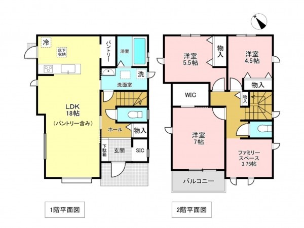 加古川市加古川町大野、新築一戸建ての間取り画像です