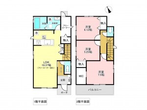 加古川市加古川町大野、新築一戸建ての間取り画像です