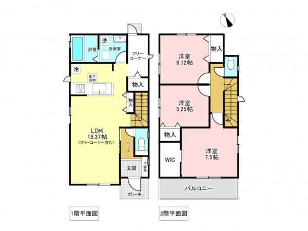 加古川市加古川町大野、新築一戸建ての間取り画像です