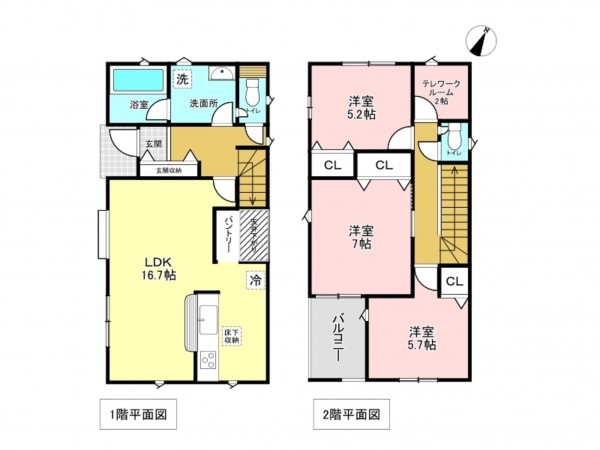 加古川市加古川町本町、新築一戸建ての間取り画像です