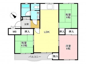 加古川市野口町古大内、マンションの間取り画像です