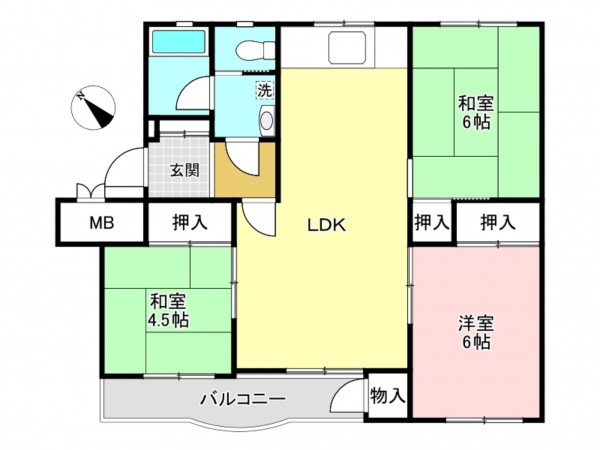 加古川市野口町古大内、マンションの間取り画像です