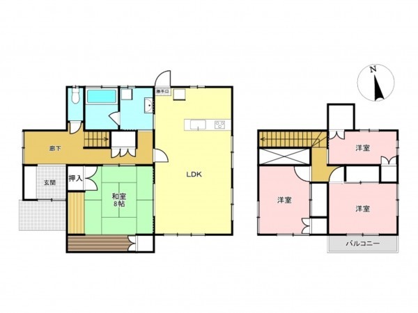 加古川市平岡町新在家、中古一戸建ての間取り画像です