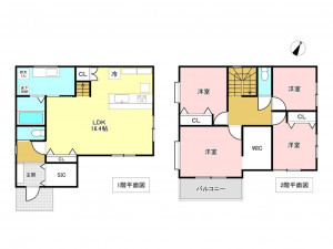 加古川市加古川町中津、新築一戸建ての間取り画像です