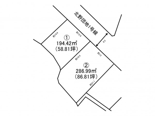加古川市野口町北野、土地の間取り画像です