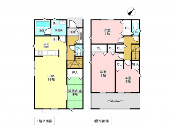 加古川市加古川町友沢、新築一戸建ての間取り画像です