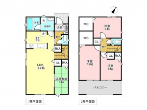 加古川市加古川町友沢、新築一戸建ての間取り画像です