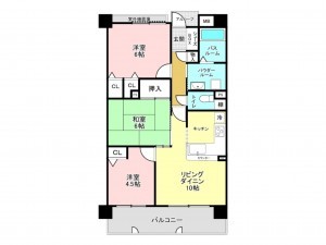 加古川市平岡町一色西、マンションの間取り画像です