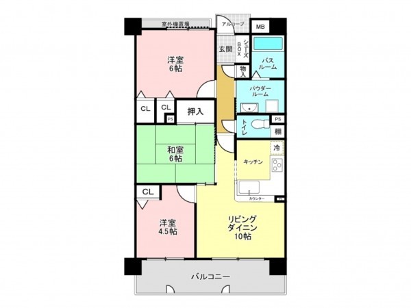加古川市平岡町一色西、マンションの間取り画像です