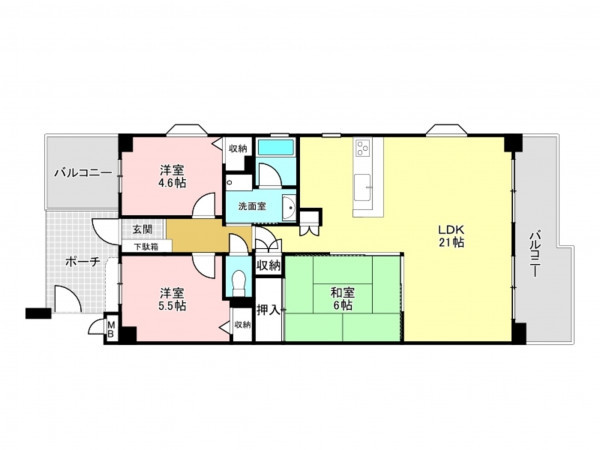 加古川市加古川町西河原、マンションの間取り画像です