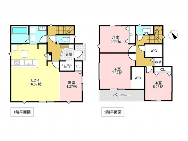 加古川市尾上町今福、新築一戸建ての間取り画像です