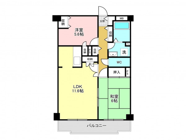 加古川市加古川町美乃利、マンションの間取り画像です