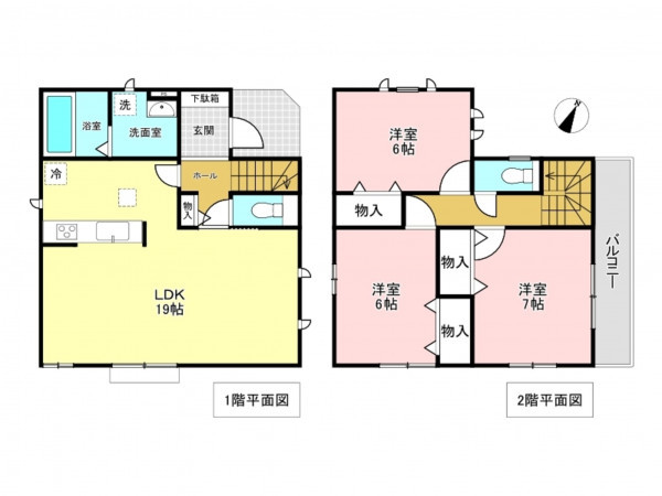 加古川市加古川町本町、新築一戸建ての間取り画像です