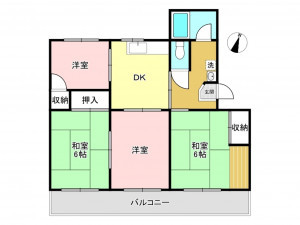 加古川市平岡町山之上、マンションの間取り画像です