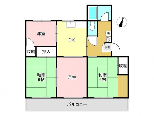 加古川市平岡町山之上、マンションの間取り画像です