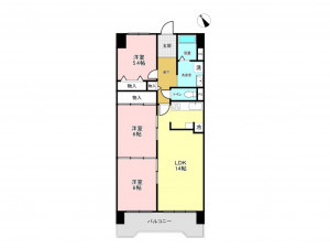 加古川市野口町野口、マンションの間取り画像です