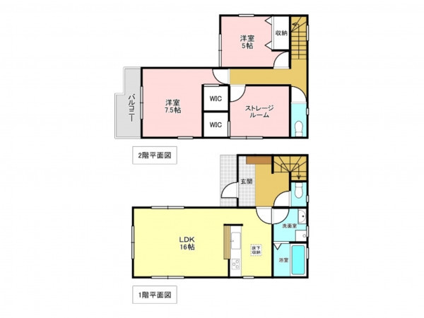 加古川市平岡町新在家、新築一戸建ての間取り画像です