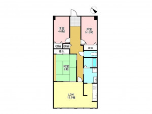 加古川市野口町野口、マンションの間取り画像です