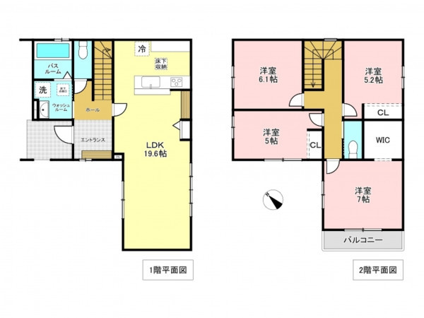 加古川市加古川町粟津、新築一戸建ての間取り画像です
