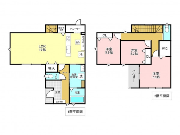 加古川市平岡町二俣、新築一戸建ての間取り画像です