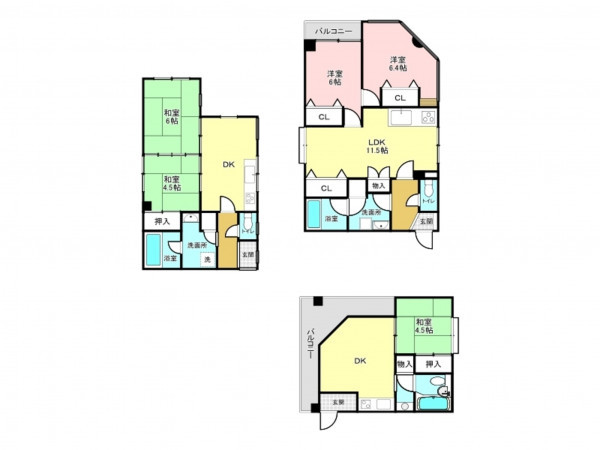 加古川市平岡町新在家、収益物件/マンションの間取り画像です