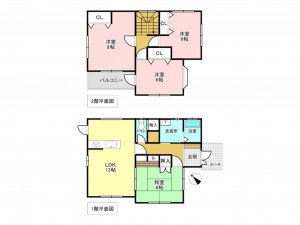 加古川市加古川町北在家、中古一戸建ての間取り画像です