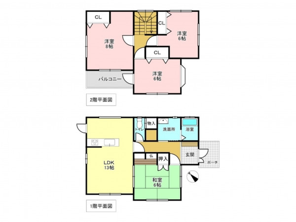 加古川市加古川町北在家、中古一戸建ての間取り画像です