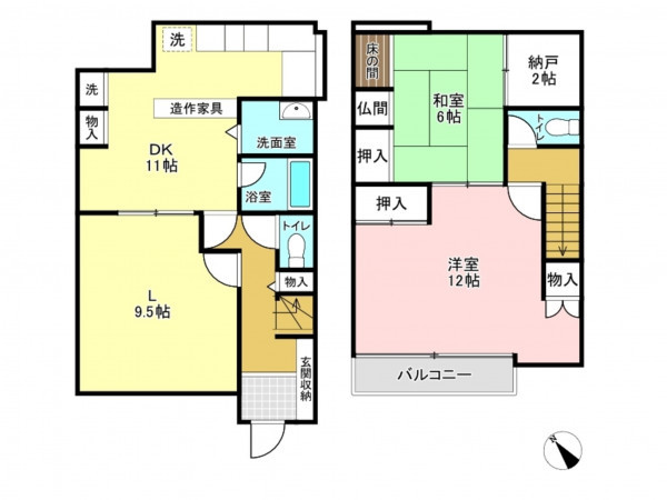 加古川市加古川町美乃利、中古一戸建ての間取り画像です