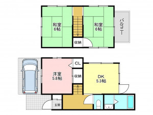 加古川市別府町西脇、中古一戸建ての間取り画像です