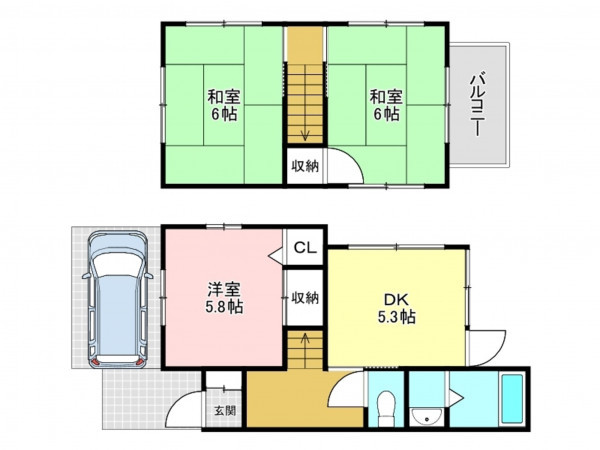 加古川市別府町西脇、中古一戸建ての間取り画像です