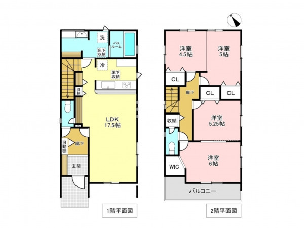 加古川市野口町坂元、新築一戸建ての間取り画像です