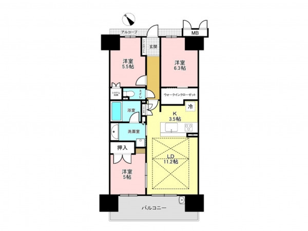 加古川市加古川町寺家町、マンションの間取り画像です