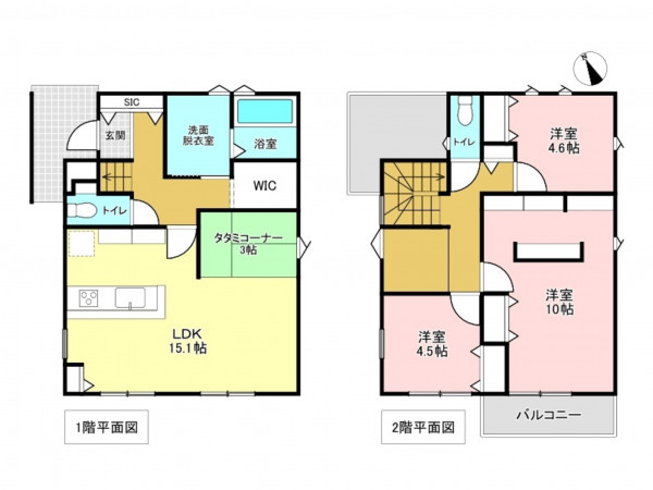 加古川市平岡町一色、新築一戸建ての間取り画像です