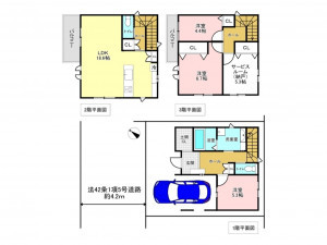 加古川市平岡町新在家、新築一戸建ての間取り画像です