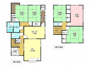 加古川市上荘町都台、中古一戸建ての間取り画像です