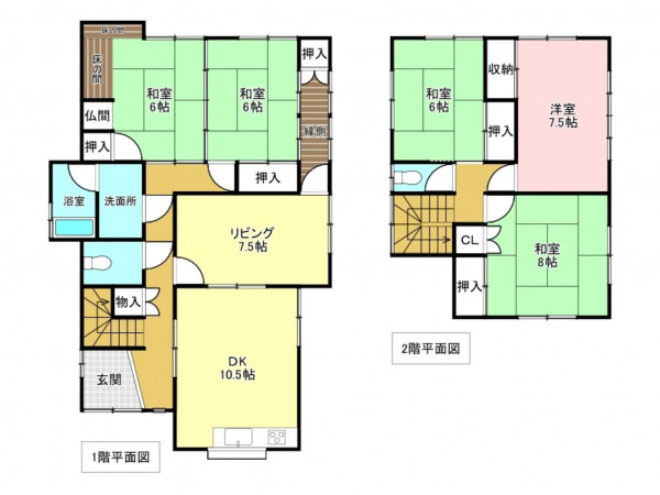 加古川市上荘町都台、中古一戸建ての間取り画像です