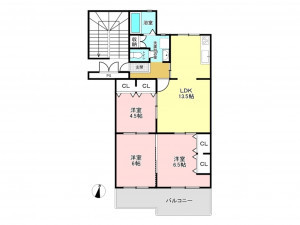加古川市平岡町山之上、マンションの間取り画像です
