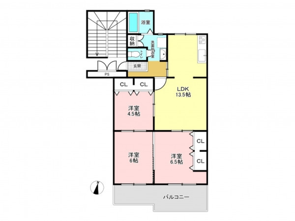 加古川市平岡町山之上、マンションの間取り画像です
