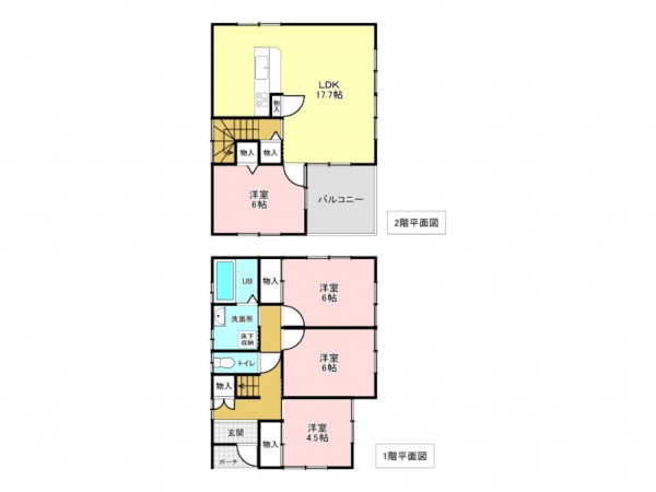 加古川市加古川町溝之口、中古一戸建ての間取り画像です